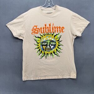 Sublime Mens Graphic T-Shirt Tan 40oz to Freedom Sun Logo Band Tee Size M